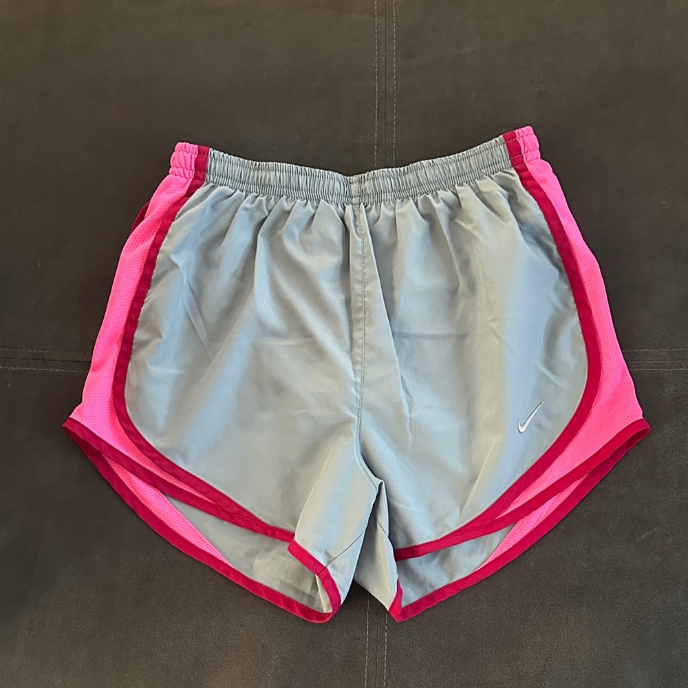 Nike Women's Dri-Fit Tempo Shorts in Gray and Pink